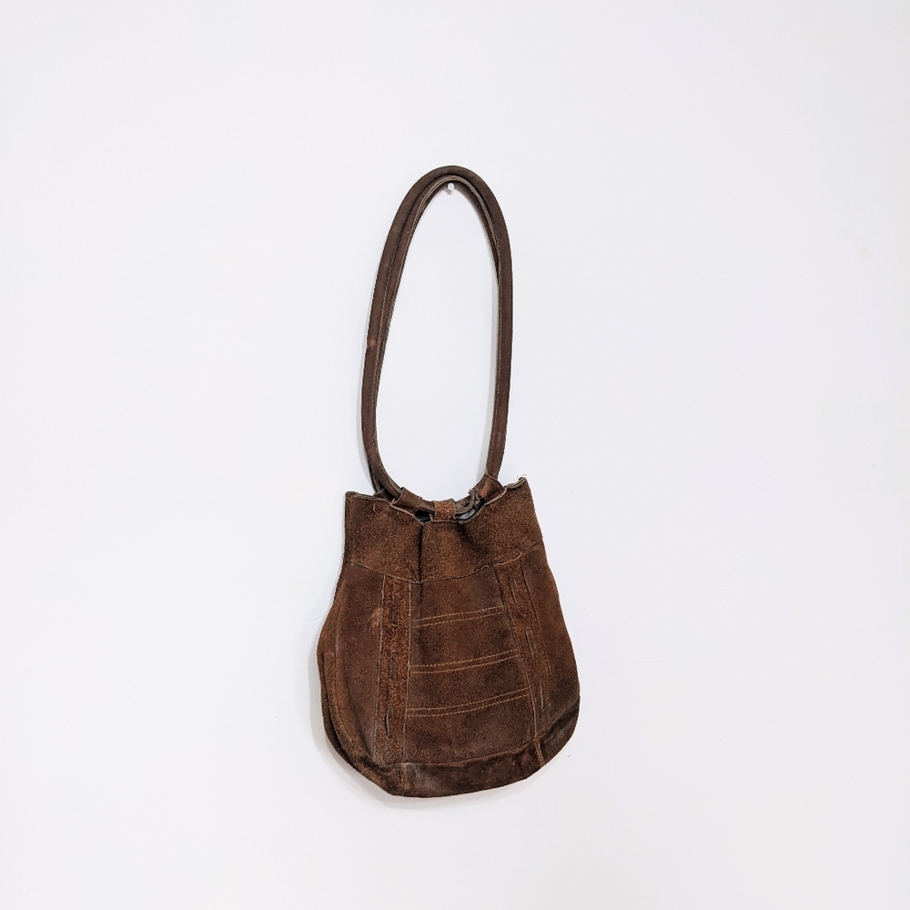 vtg 1970s era boho hippie leather suede shoulder bag